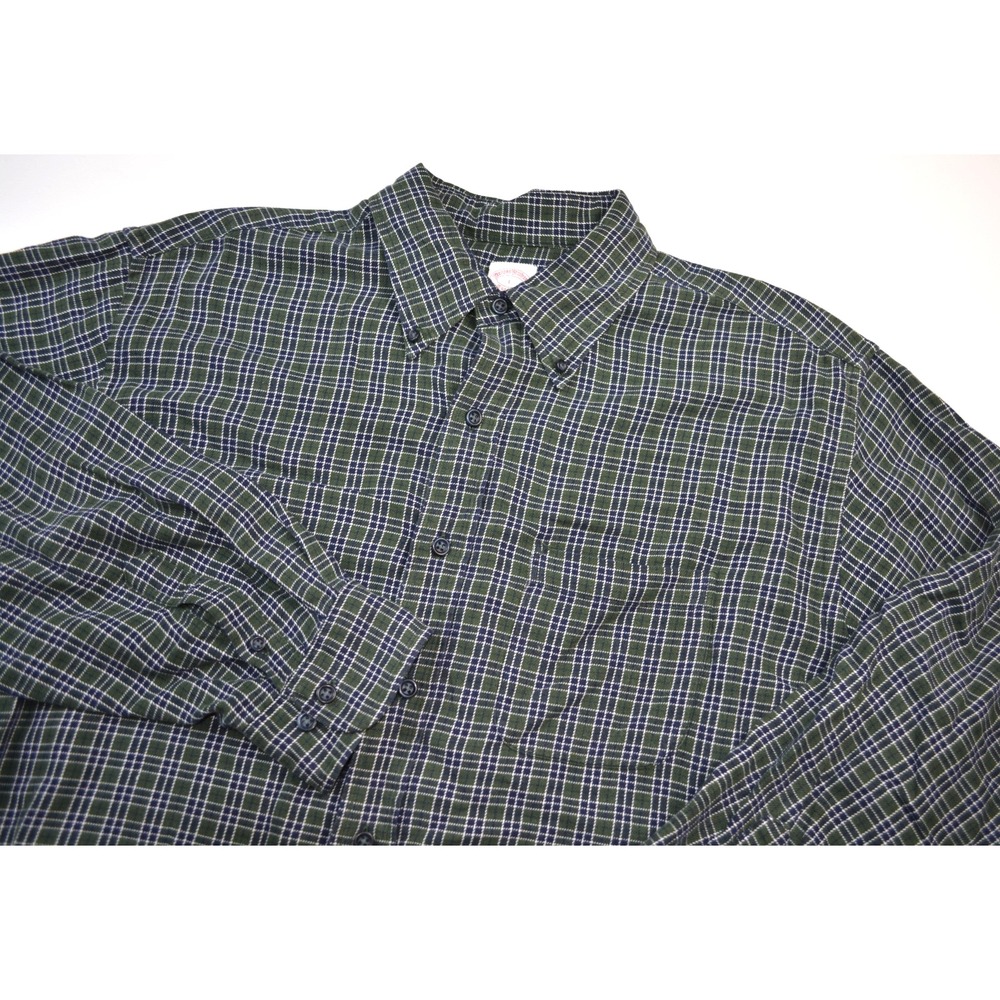 Brooks Brothers Button Down Flannel Shirt Plaid Long Sleeve Front Pocket Men's L
